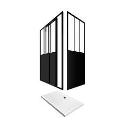 Pack Porte Coulissante 120x200 + Paroi Retour Et Panneau Aluminium Composite + Receveur 120x90