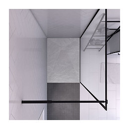 Paroi De Douche 120x200 + Receveur 120x80 Cm - Cadre Et Barre Noir Mat - Contouring 120