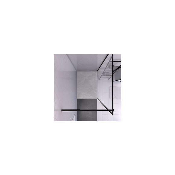 Paroi De Douche 120x200 + Receveur 120x80 Cm - Cadre Et Barre Noir Mat - Contouring 120