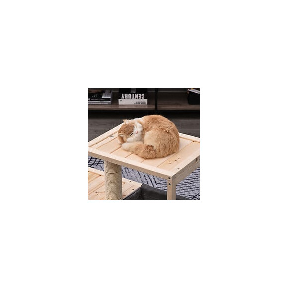 Arbre À Chat Design Contemporain Griffoir Grattoir Sisal Naturel Centre D'activités Niche Hamac Plate-formes Bois Massif Sapi