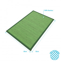 Tapis De Bain 80x50cm Antidérapant Et 100% Bambou - Kourou Vert