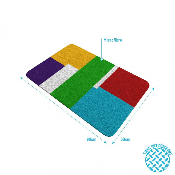 Tapis De Bain 90x60cm Antidérapant Et En Microfibre - Delire Multicolor