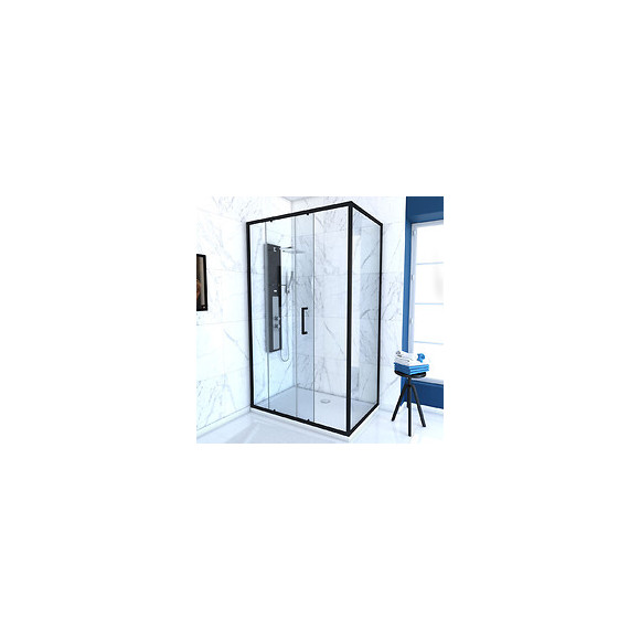 Pack Paroi Porte De Douche + Paroi Retour + Receveur A Poser - 120x80 Coulissante -crush Moon 120x80