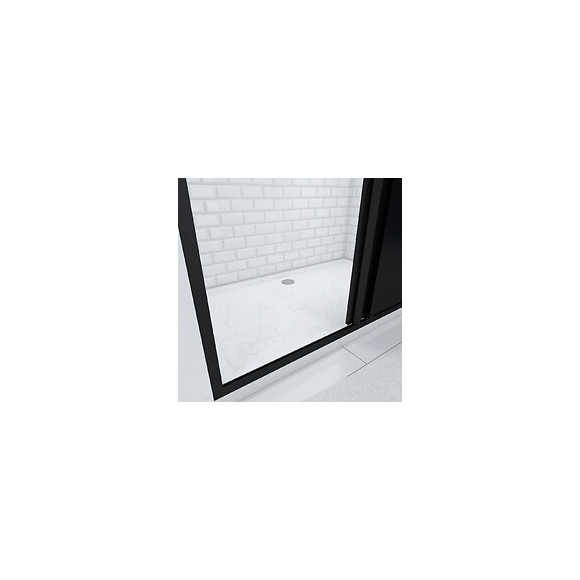 Paroi De Douche Coulissante Type Atelier - 120x200cm + Receveur - Profile Noir Mat - Verre 5mm