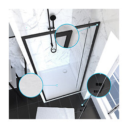 Pack Paroi Porte De Douche Pivotante+ Receveur A Poser - 80x80 -crush Moon Pivotante 80x80