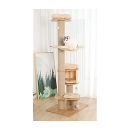 Arbre A Chat Avec Niche  - 105 X 90 X H.175 Cm - Ecru