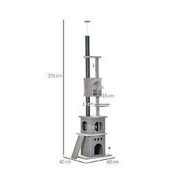 Arbre À Chat Poteau À Griffer Multi-niveaux Griffoirs Grattoirs Jouets 2 Housses Amovibles Hauteur Réglable Dim. 60l X 40l X