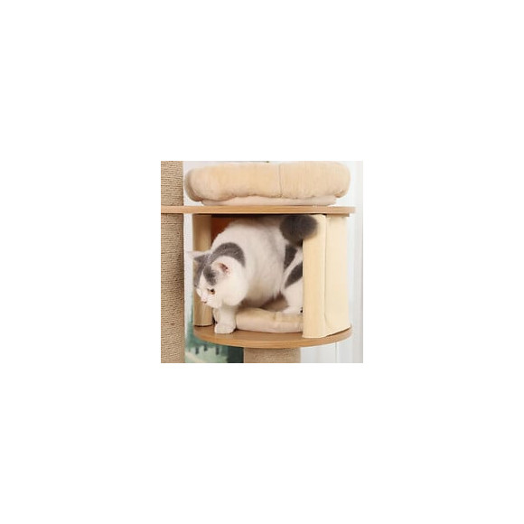 Arbre A Chat Avec Niche  - 105 X 90 X H.175 Cm - Ecru