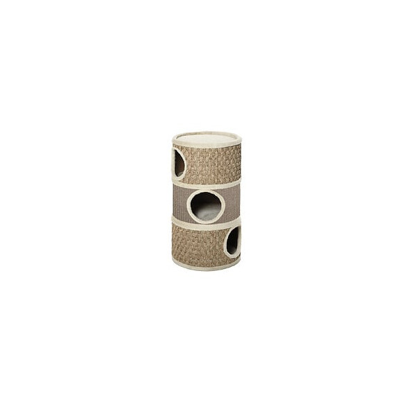Arbre À Chat Cylindrique - Tour À Griffer Pour Chat - Arbre À Chat Tour - Tonneau Griffoir - 3 Niches + Plateforme - Sisal C