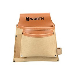 Sacoche De Charpentier Robuste Cuir Refendu Marron Clair