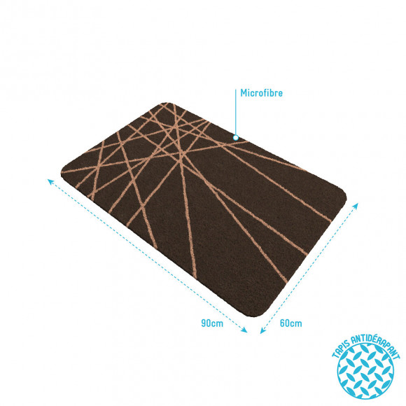 Tapis De Bain 90x60cm Antidérapant Et En Microfibre - Ecolier Marron
