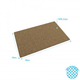 Tapis De Bain 80x50cm Antidérapant Et 100% Coton - Metro Beige