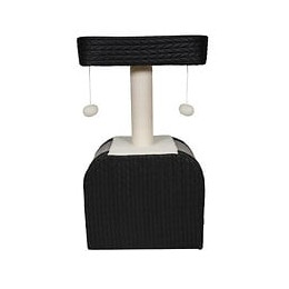 Aime Arbre A Chat Design, 1 Etage, 1 Griffoir Jute, 1 Plateau Fourrure Mouton, Jouet Pompons, Noir, Dim. 40x30x72 Cm