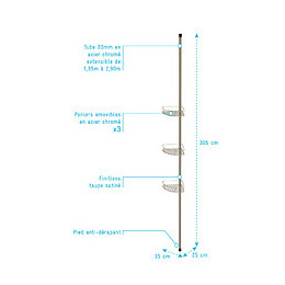 Etagère Amovible À 3 Panier - Finition Satinée Taupe