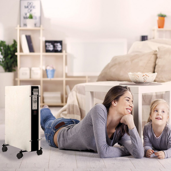 Radiateur Mobile À Inertie En Pierre - Ultra Silencieux - Mirida 2000w Mazda Sable Blanc