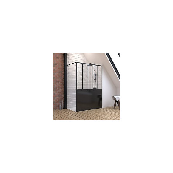 Pack Paroi De Douche 140x200 Cm Noir Mat + Receveur De Douche A Carreler 140x90 Cm Recoupable