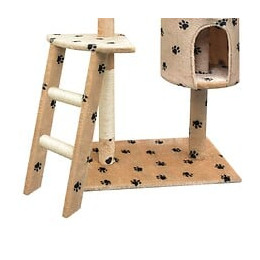 Arbre À Chat Et Griffoir Sisal 150 Cm Empreintes De Pattes Beige - Multicolore