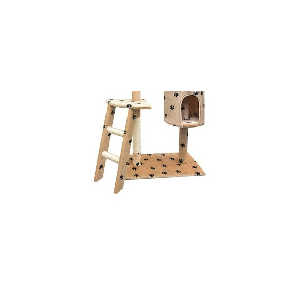 Arbre À Chat Et Griffoir Sisal 150 Cm Empreintes De Pattes Beige - Multicolore