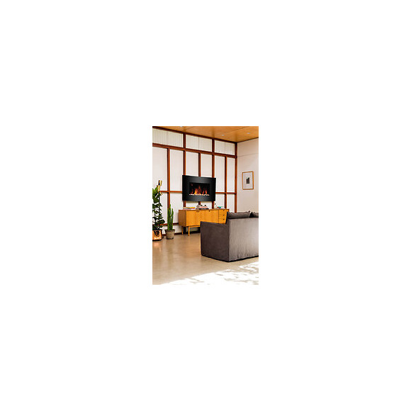 Cheminée Électrique Murale Calijaw Puissance 1800w Réglable Métal Noir Et Verre Trempé