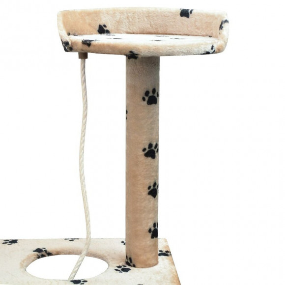 Arbre À Chat Et Griffoir Sisal 150 Cm Empreintes De Pattes Beige - Multicolore