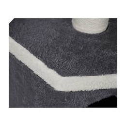 Aime Arbre A Chat Design, 1 Etage, 1 Griffoir Jute, 1 Plateau Fourrure Mouton, Jouet Pompon, Gris, Dim. 40x40x67 Cm