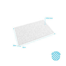 Tapis De Bain 80x50cm Antidérapant Et 100% Coton - Metro Blanc