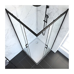 Pack Paroi Porte De Douche D'angle+ Receveur A Poser-90x90 Ouverture En Angle-crush Moon Angle 90x90