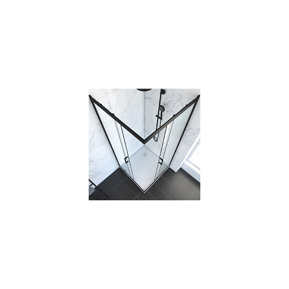 Pack Paroi Porte De Douche D'angle+ Receveur A Poser-90x90 Ouverture En Angle-crush Moon Angle 90x90