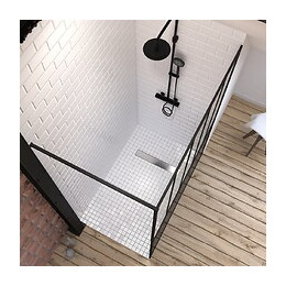 Pack Paroi De Douche 140x200 Cm Noir Mat + Receveur De Douche A Carreler 90x140cm Recoupable