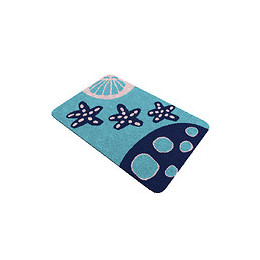 Tapis De Bain 90x60cm Antidérapant Et En Microfibre Avec Motifs - Brieuc Bleu
