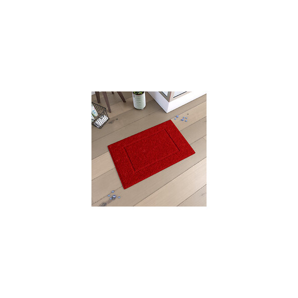 Tapis De Bain 60x90cm Antidérapant Et 100% Coton - Veloute Rouge