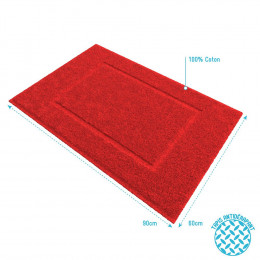 Tapis De Bain 60x90cm Antidérapant Et 100% Coton - Veloute Rouge