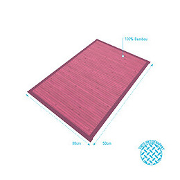 Tapis De Bain 80x50cm Antidérapant Et 100% Bambou - Kourou Rose