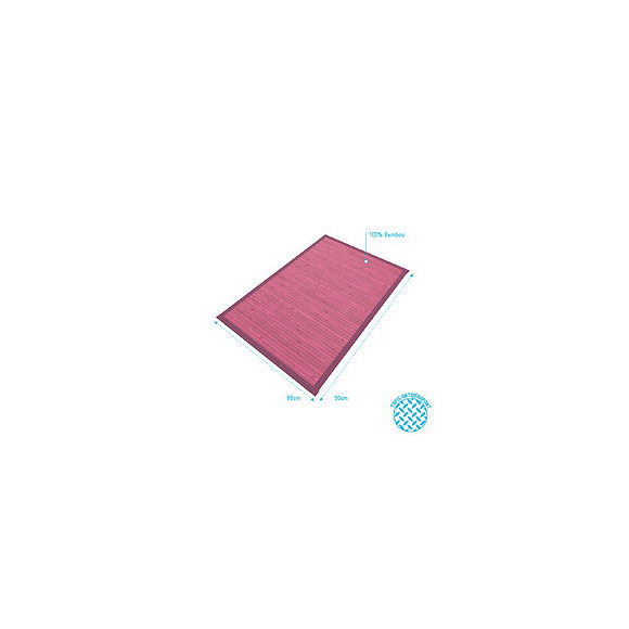 Tapis De Bain 80x50cm Antidérapant Et 100% Bambou - Kourou Rose