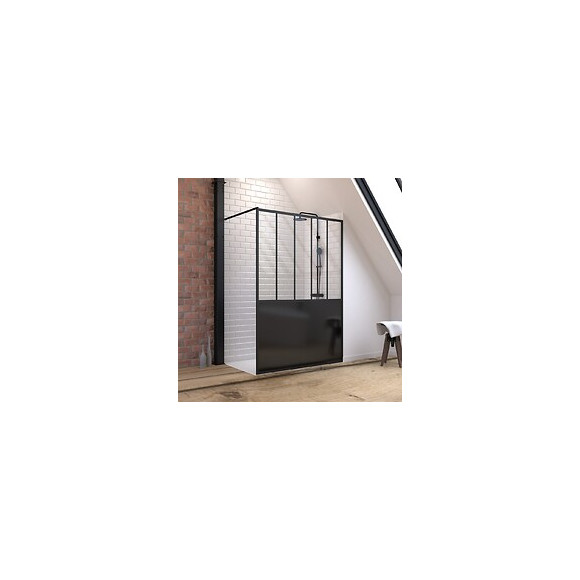 Pack Paroi De Douche 140x200 Cm Noir Mat + Receveur De Douche A Carreler 90x140cm Recoupable