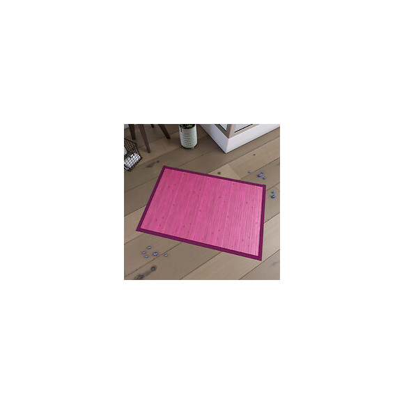 Tapis De Bain 80x50cm Antidérapant Et 100% Bambou - Kourou Rose