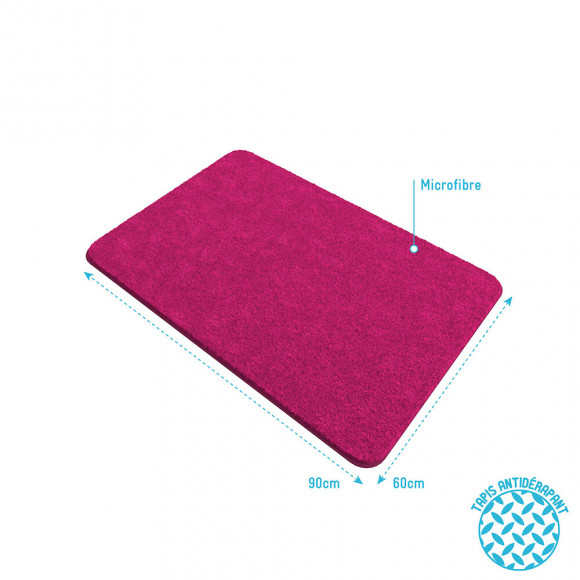 Tapis De Bain 60x90cm Antidérapant Et En Microfibre - Subtil Fuschia