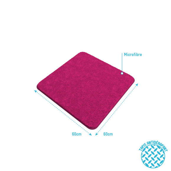 Tapis De Bain 60x60cm Antidérapant Et En Microfibre - Subtil Fuchsia