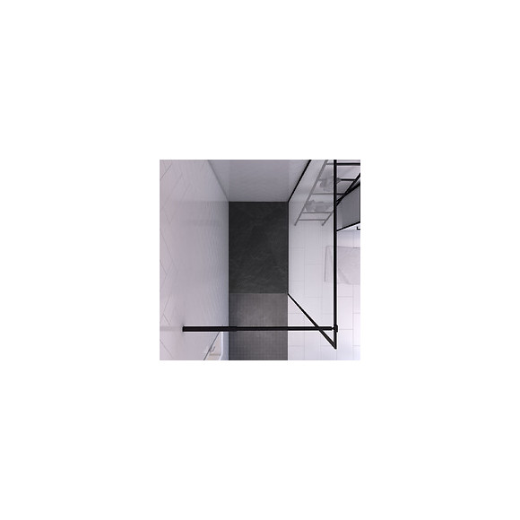 Paroi De Douche 140x200 + Receveur A Poser 140x90 Cm + Cadre Et Barre Noir Mat - Contouring 140