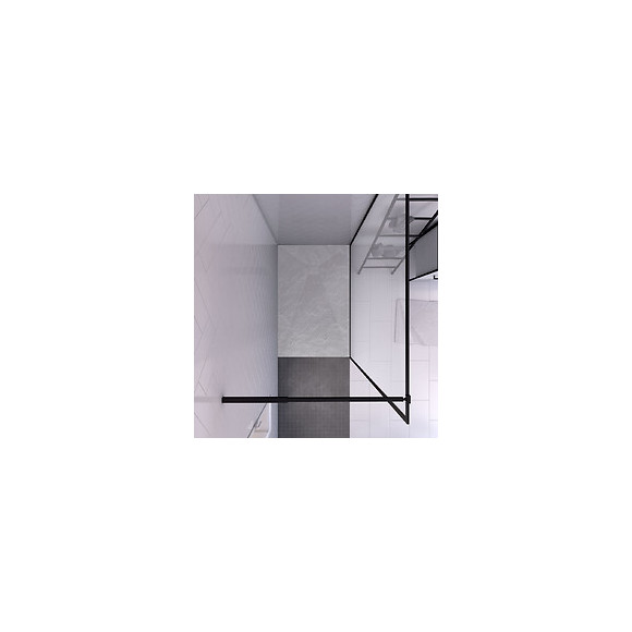 Paroi De Douche 140x200cm + Receveur A Poser - 140x90cm - Cadre Et Barre Noir Mat - Contouring 120