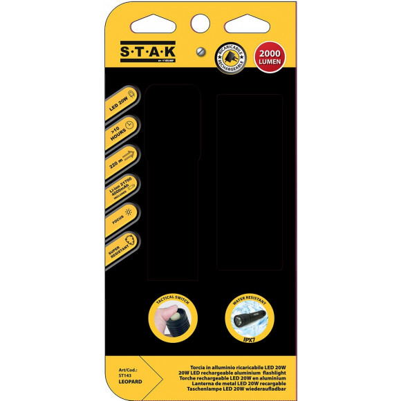 Leopard : Lampe Torche Led Rechargeable En Aluminium, 2000 Lumens, Ipx7