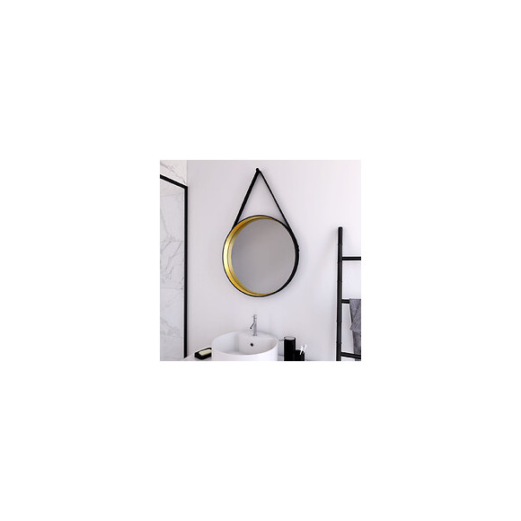 Miroir Salle De Bain Rond Type Barbier - Diamètre 50cm - Barber Gold