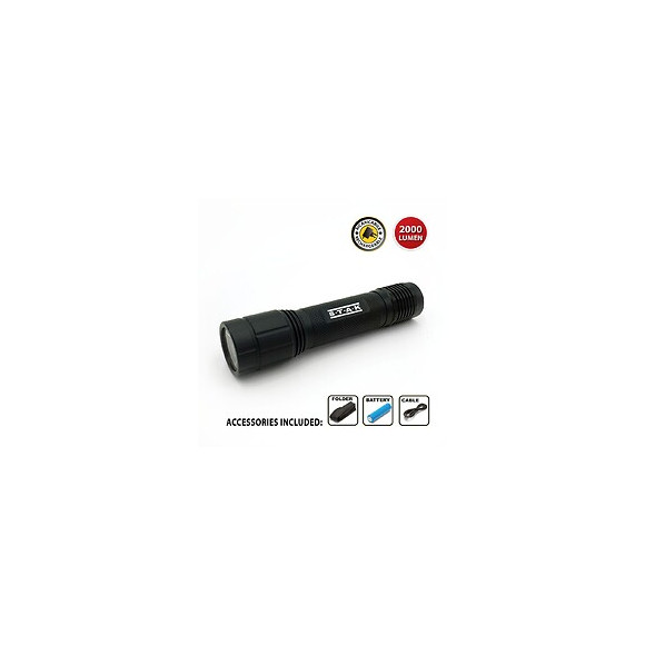 Leopard : Lampe Torche Led Rechargeable En Aluminium, 2000 Lumens, Ipx7