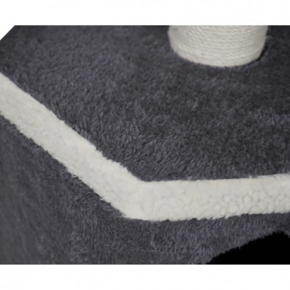 Aime Arbre A Chat Design, 1 Etage, 1 Griffoir Jute, 1 Plateau Fourrure Mouton, Jouet Pompon, Gris, Dim. 40x40x67 Cm