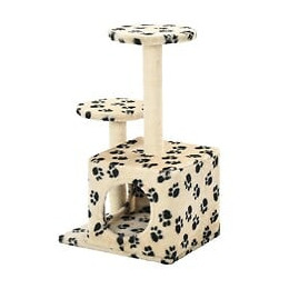 Arbre À Chat Avec Griffoir En Sisal 60 Cm Beige Motif De Pattes - Accessoires Pour Chats - Meubles Pour Chats - Beige - Beige