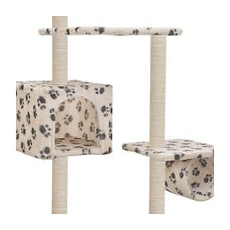 Arbre À Chat Avec Griffoirs En Sisal 260 Cm Beige Motif Pattes - Accessoires Pour Chats - Meubles Pour Chats - Beige - Beige