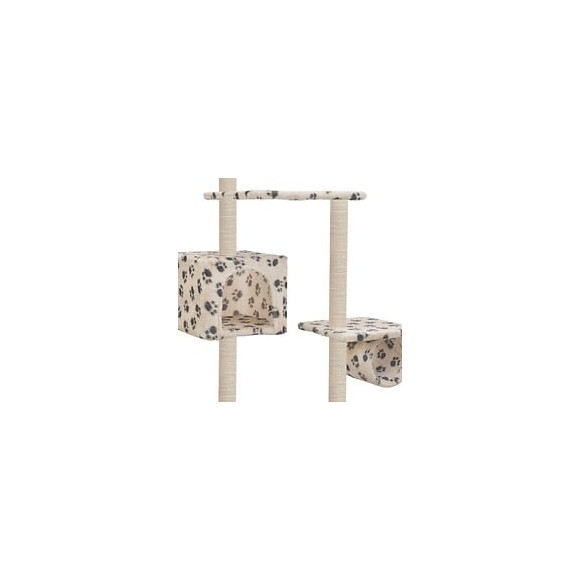 Arbre À Chat Avec Griffoirs En Sisal 260 Cm Beige Motif Pattes - Accessoires Pour Chats - Meubles Pour Chats - Beige - Beige