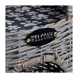 2 Tiers Niche En Forme D'arbre À Chat En Saule Avec Griffoir & Coussin - Gris