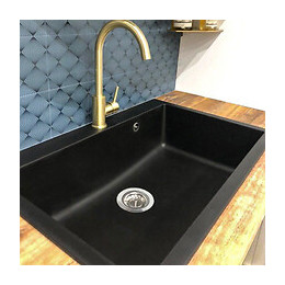 Sierra Évier 1 Grande Cuve Seule 76x50 En Résine Noir