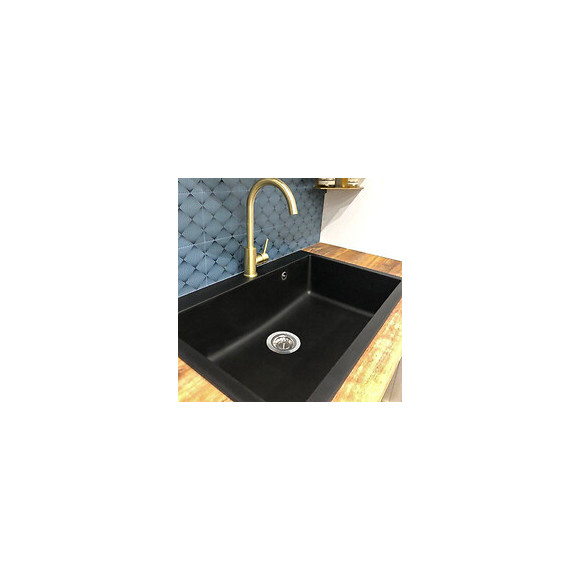 Sierra Évier 1 Grande Cuve Seule 76x50 En Résine Noir